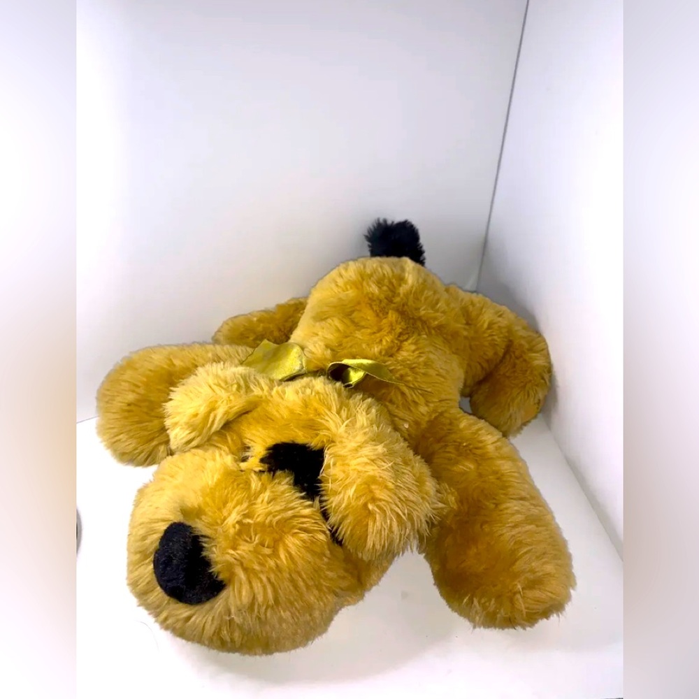Harrods Toys Brown Tan Puppy Knight Dog Red Nose Bow Stuffed Animal Plush Floppy